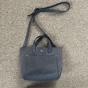 Portland Leather Goods mini crossbody Tote in Deep Water